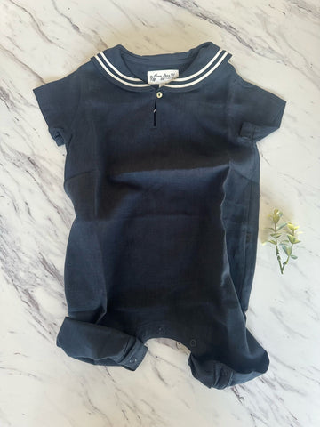 Bene Bene Navy Marine Linen Shirt Romper