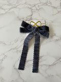 Halo Luxe Charcoal Opaline Scalloped Velvet Long Tail Clip