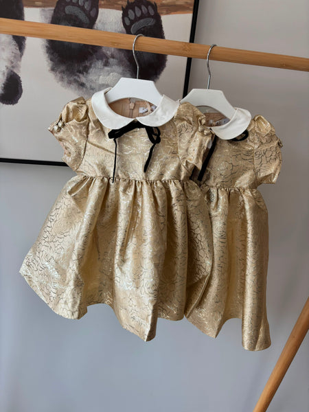 Coco Blanc Gold Jacquard Dress