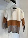 Manuell Frank Winter White / Camel / Grey Crewneck Knit Sweater