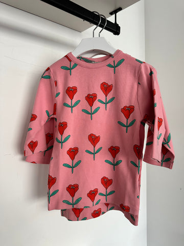 The Campamento Pink Tulips Rib 3/4 Sleeve T-shirt