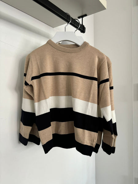 Emanuel Pris Beige Sweater Black & Ivory Stripe