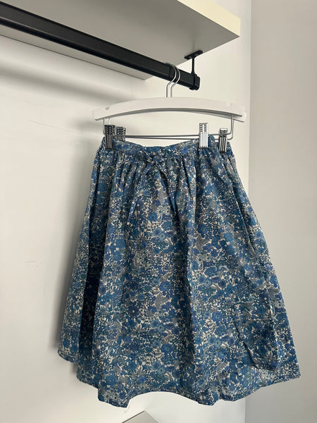 Tangerine Blue Liberty Pleated Midi Skirt