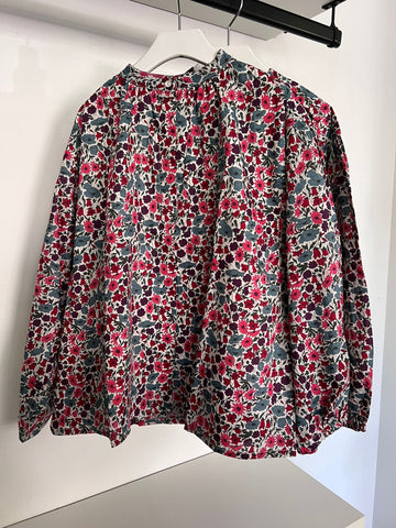 Tangerine Liberty Pleated Poppy & Daisy Blouse