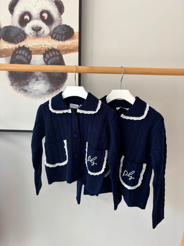 Philosophy Dark Blue Cable Knit Cardigan
