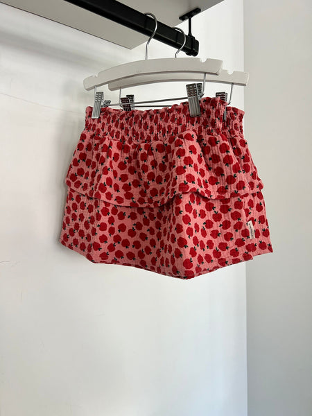 Piupiuchick Pink with Red Apples Short Skirt