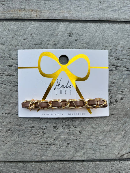 Halo Luxe Chocolate Coco Gold Chain Clip