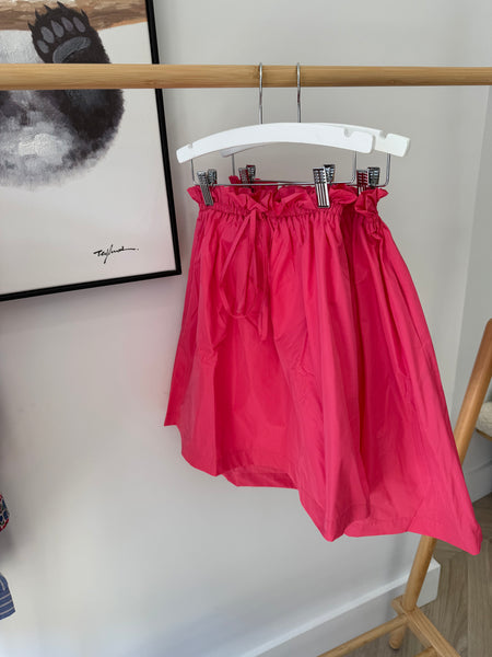 Tangerine Pink Taffeta Midi Skirt