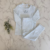 Bonjoy Blue Emblem Dainty Grid Long Sleeve Pjs