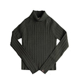 Birnham on the Sea Moss Green Teen Cableknit Turtleneck Sweater