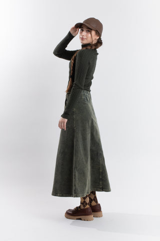 Birnham on the Sea Moss Green Teen Midi A-Line