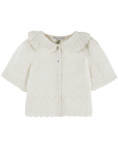 Emile et Ida White Embroidered English Blouse