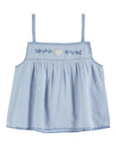 Emile et Ida Baby Foam Blue Heart Embroidered Tank + Bloomer Set