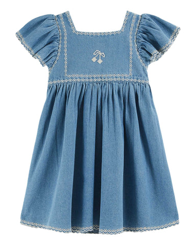 Emile et Ida Light Denim Embroidered Dress