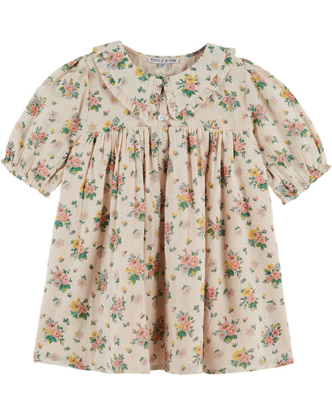 Emile et Ida Ecru Printemps Rose Dress