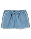Emile et Ida Light Denim Embroidered Blouse + Short Set