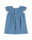 Emile et Ida Baby Light Denim Embroidered Cherries Dress