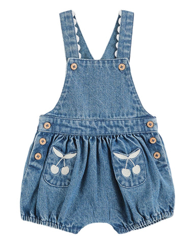 Emile et Ida Denim Embroidered Short Overall