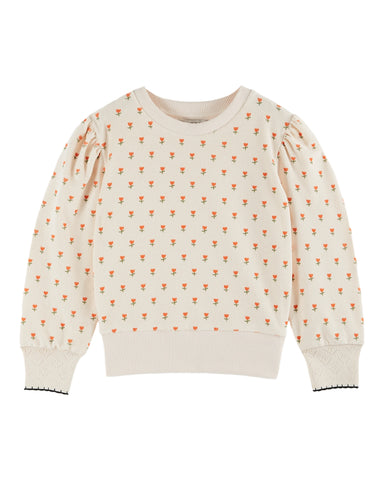 Emile et Ida Cream Petite Tulips Terry Sweatshirt