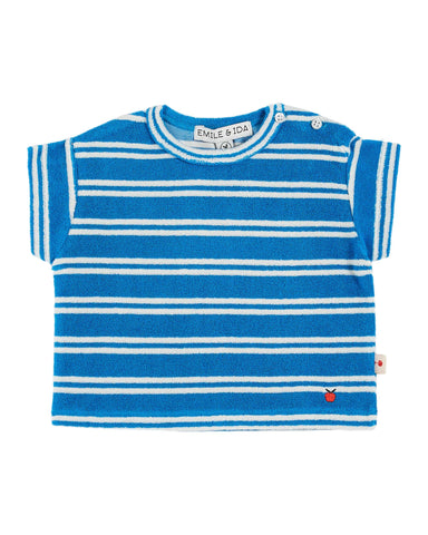 Emile et Ida Baby Blue Stripe Terry T-shirt + Bloomer Set