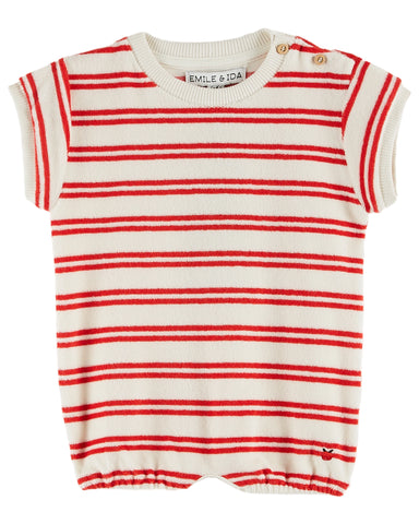 Emile et Ida Red Striped Romper