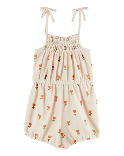 Emile et Ida Cream Grande Tulips Terry Jumpsuit