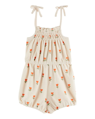 Emile et Ida Cream Grande Tulips Terry Jumpsuit