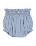 Emile et Ida Baby Foam Blue Heart Embroidered Tank + Bloomer Set