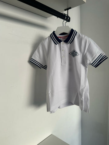 Hugo White with Blue Logo Detail Short Sleeve Polo