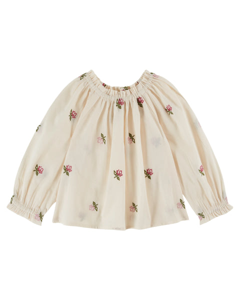 Emile et Ida Baby Cream All Over Rose Embroidered Blouse