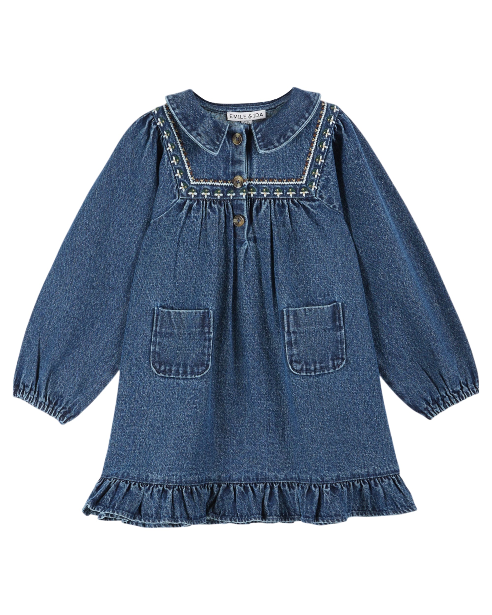 emile et ida denim dress Emile et Ida Cotton Denim Apron Dress