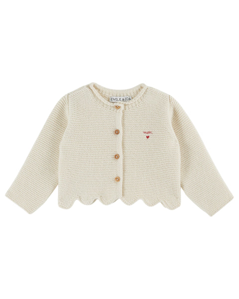 Emile et Ida Baby Ecru Knit Cardigan