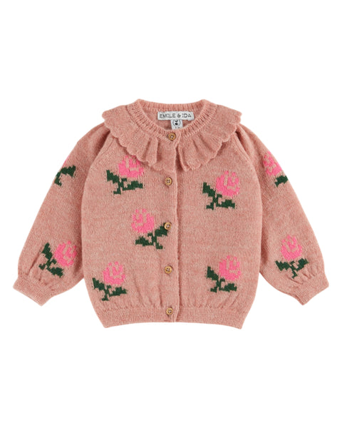 Emile et Ida Baby Rose Flowers Cardigan