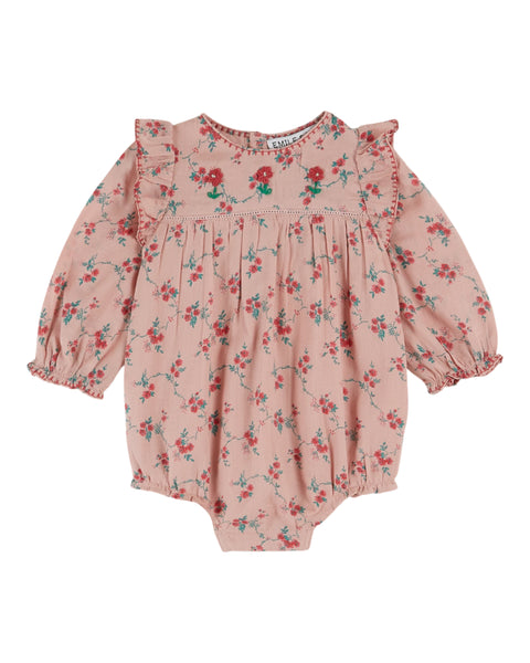 Emile et Ida Pink Aster Floral Romper