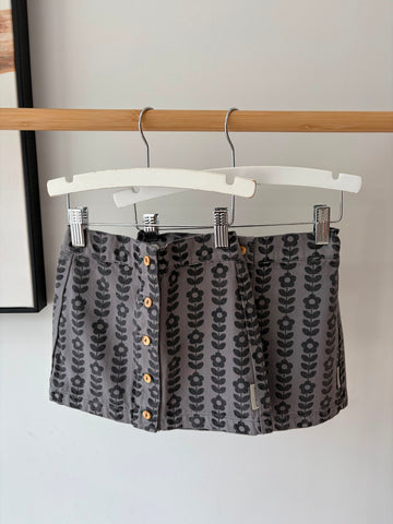 Piupiuchick Grey/Black Flowers Short Skirt