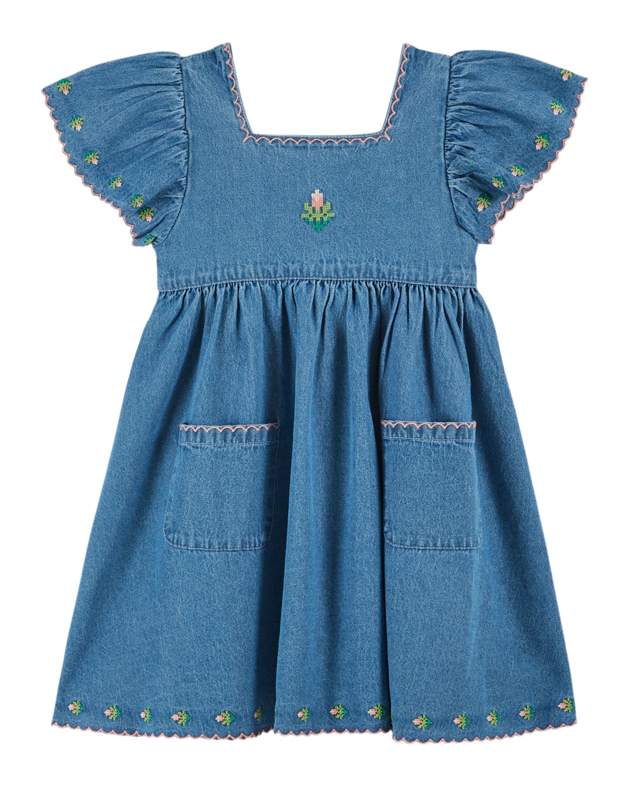 Emile et Ida Light Denim Embroidered Dress Emile et Ida Light Denim Embroidered Dress