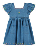 Emile et Ida Light Denim Embroidered Dress