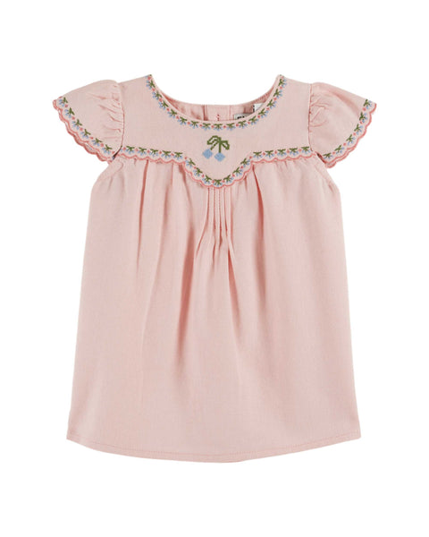 Emile et Ida Baby Macaron Embroidered Dress