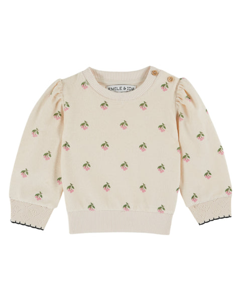 Emile et Ida Baby Cream Cherries Terry Sweatshirt