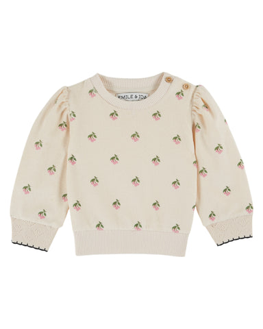 Emile et Ida Baby Cream Cherries Terry Sweatshirt