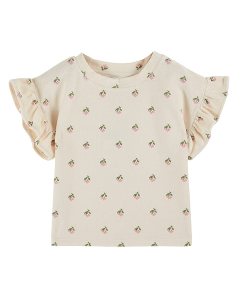 Emile et Ida Cream Cherries Terry T-shirt + Shorts Set