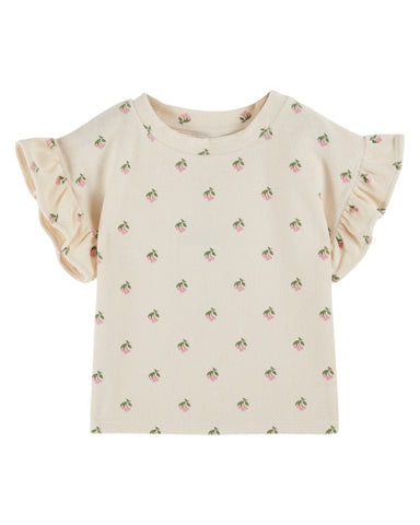 Emile et Ida Cream Cherries Terry T-shirt + Shorts Set