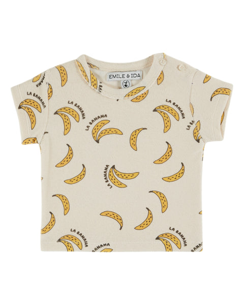 Emile et Ida Baby Cream Banana Terry Tee + Bloomer Set