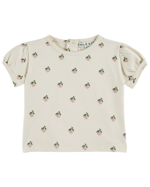 Emile et Ida Baby Cream Cherries Tee + Bloomer Set
