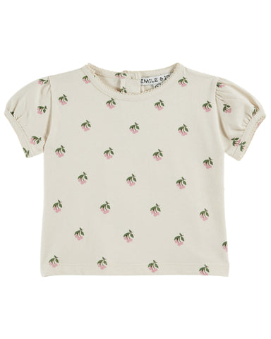 Emile et Ida Baby Cream Cherries Tee + Bloomer Set