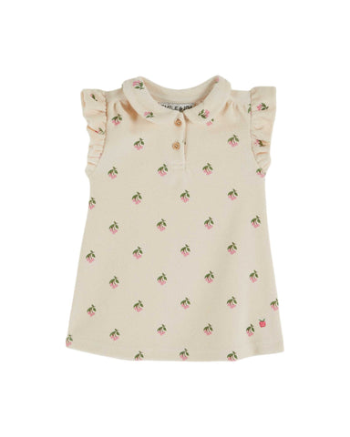 Emile et Ida Baby Cream Cherries Terry Dress