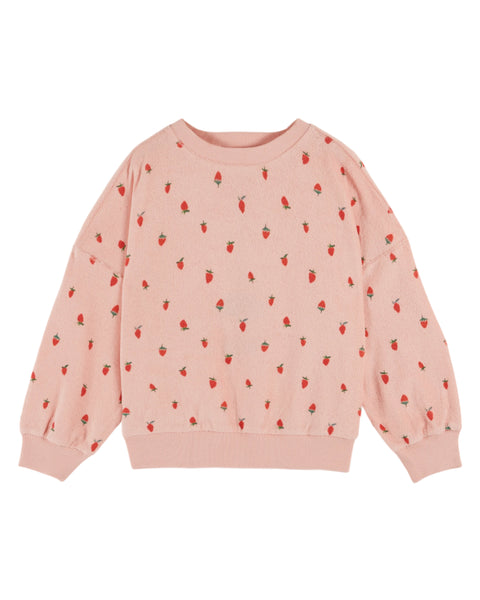 Emile et Ida Pink Strawberries Terry Sweatshirt + Legging Set