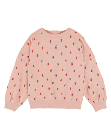 Emile et Ida Pink Strawberries Terry Sweatshirt + Legging Set