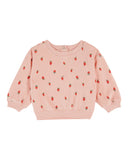 Emile et Ida Baby Pink Strawberries Terry Sweatshirt + Legging Set