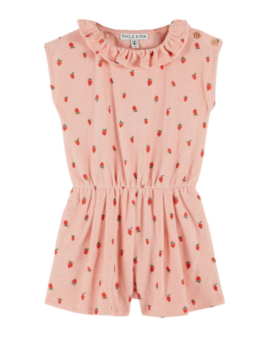 Emile et Ida Pink Strawberries Terry Jumpsuit